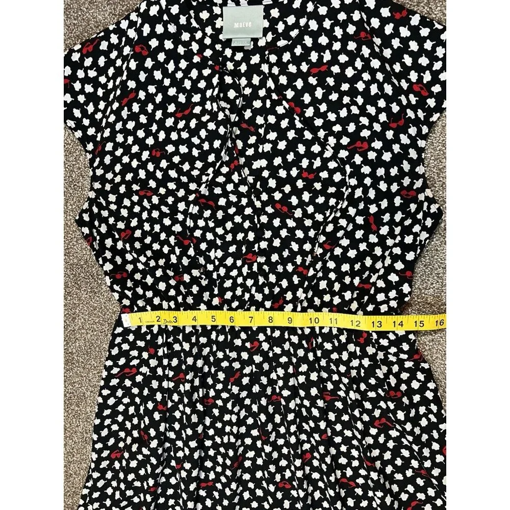 Anthropologie Maeve Odelia Black Floral Mini Dress Size Medium Sunglasses Pocket - Picture 6 of 15